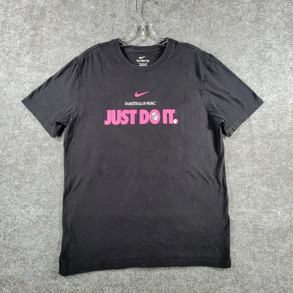 Nike Sportswear Graphic T-Shirt Mens M Black Just Do It Logo Basketball is Music